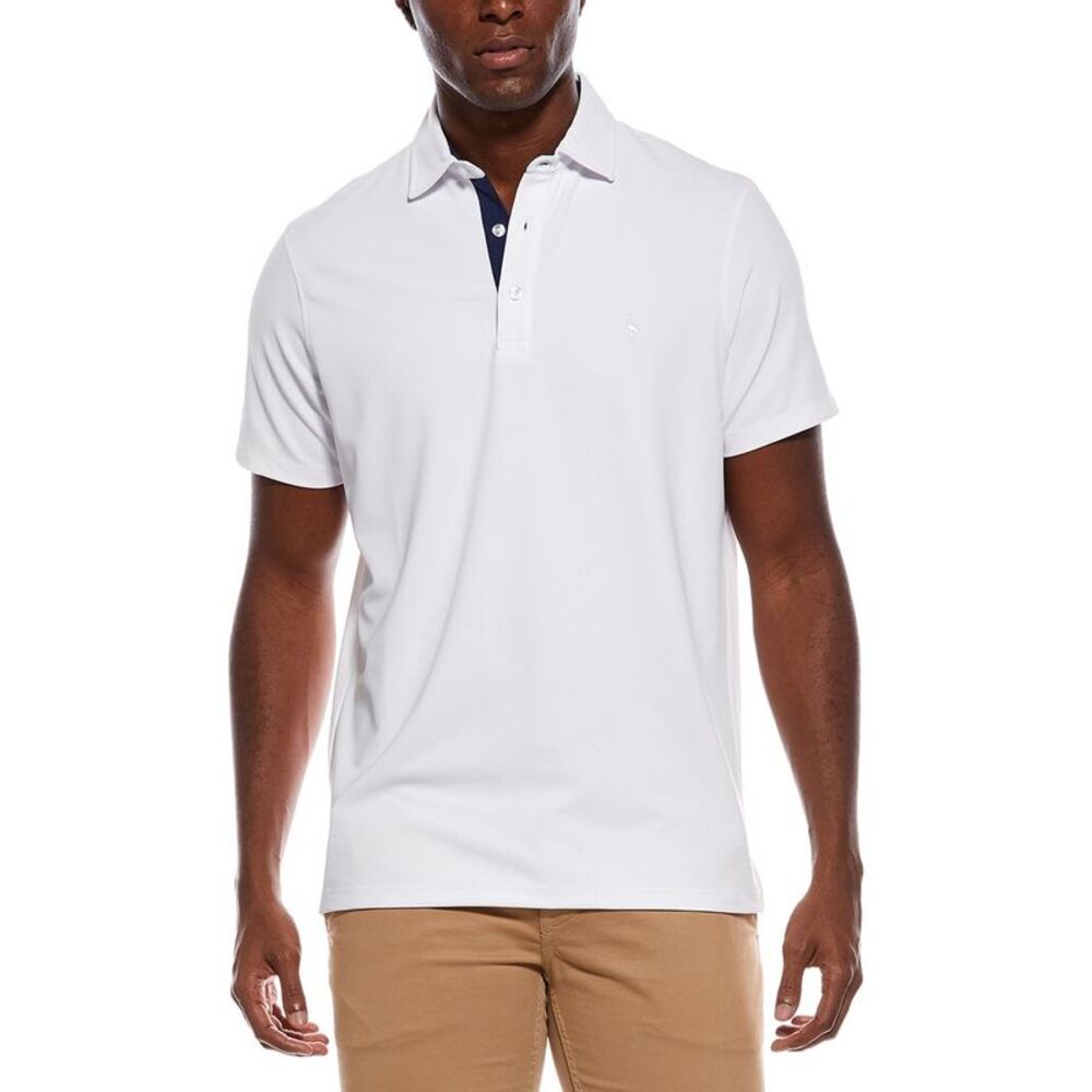 Tailorbyrd Mens  Micro Grid Textured Performance Polo Shirt, White